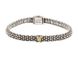 LAGOS Sterling Silver and 18K Gold Diamond Embrace Bracelet